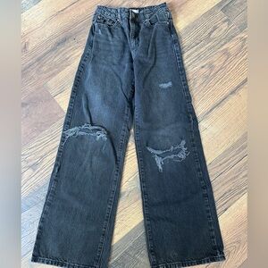 Garage Women's Black Wide-Leg Distressed Jeans